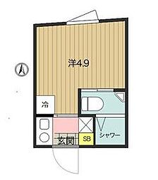 都営大江戸線 西新宿五丁目駅 徒歩4分の賃貸マンション 3階1Kの間取り
