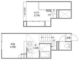 京成本線 京成小岩駅 徒歩2分の賃貸アパート 1階ワンルームの間取り