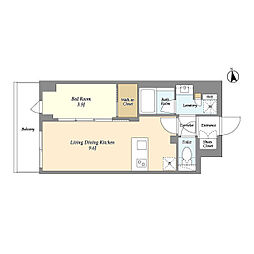 ＡＩＦＬＡＴ品川戸越パークサイド 7階1LDKの間取り