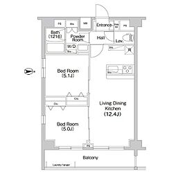 都営大江戸線 両国駅 徒歩3分の賃貸マンション 5階2LDKの間取り
