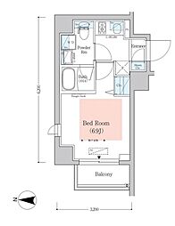 京急本線 新馬場駅 徒歩5分の賃貸マンション 7階1Kの間取り