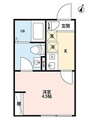京成本線 京成小岩駅 徒歩8分の賃貸アパート 2階1Kの間取り