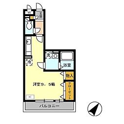 名鉄名古屋本線 知立駅 徒歩12分の賃貸アパート 2階ワンルームの間取り