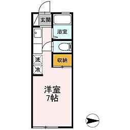 JR中央線 武蔵小金井駅 徒歩11分の賃貸アパート 1階ワンルームの間取り