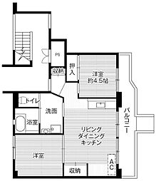 ビレッジハウス上三川2号棟 2LDKの間取図画像