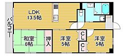 ディアス宮嵜 3LDKの間取図画像
