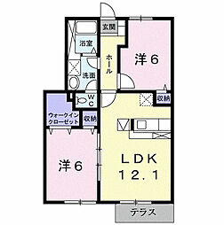 ラファエルB 2LDKの間取図画像