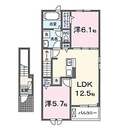 カフア テラス 2LDKの間取図画像