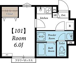 グリーンメゾン中央 1Kの間取図画像