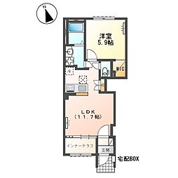 ひたちなか市高場1丁目 アパート新築工事 1LDKの間取図画像