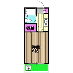 ハピネスハイツ 1階1Kの間取り