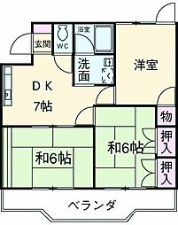 ディマンドハイツB棟 3DKの間取図画像