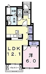 ルヴェ・デュ・ソレイユ 1LDKの間取図画像