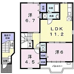 シャン・ド・フルール 2階3LDKの間取り