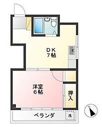 京王線 東府中駅 徒歩3分の賃貸マンション 3階1Kの間取り