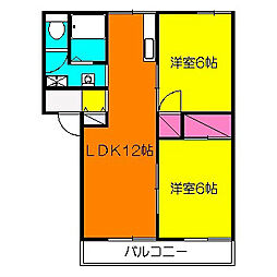 サニーコーポ 2階2LDKの間取り