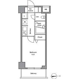 レジディア上落合 1階1Kの間取り