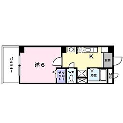 ピースフル二条 1Kの間取図画像