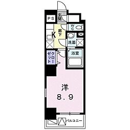 JR高崎線 尾久駅 徒歩4分の賃貸マンション 2階1Kの間取り