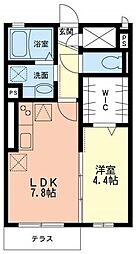 ヒルサイドパレス 1階1DKの間取り