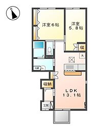 ル・グランシャティニエー 2LDKの間取図画像
