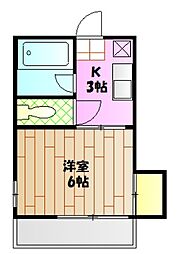 コーポ吉川 2階1Kの間取り