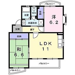 ウイングコート 3階2LDKの間取り
