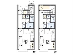 レオパレス上渡津 1階1Kの間取り