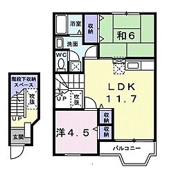クレストール西青 2LDKの間取図画像