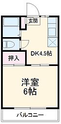 京王線 布田駅 徒歩10分の賃貸アパート 1階1DKの間取り