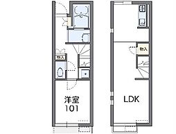 JR高崎線 高崎駅 バス34分 中泉下車 徒歩6分の賃貸アパート 1階1LDKの間取り