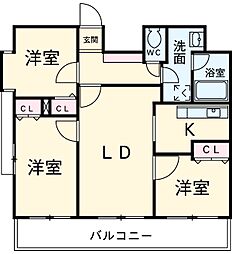 アーバンポイント高崎 2階3LDKの間取り