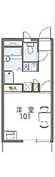 レオパレスルミエールはらだ 1Kの間取図画像