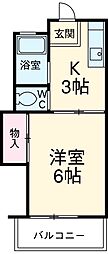 コーポひかり 2階1Kの間取り