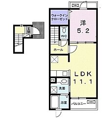 エルディム川端 1LDKの間取図画像