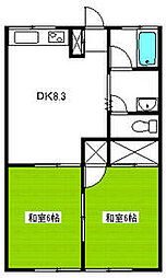サンハイツ武里 2DKの間取図画像