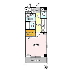 JR埼京線 与野本町駅 徒歩7分の賃貸マンション 2階1Kの間取り