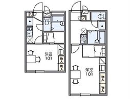 レオパレスシェドゥーブル 1Kの間取図画像