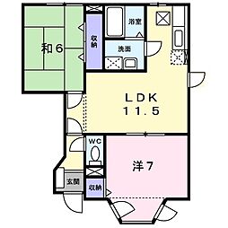 メゾンソレイユ2 2LDKの間取図画像