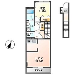 Ｐｒｅｎｄｒｅ（プランドール） 2階1LDKの間取り
