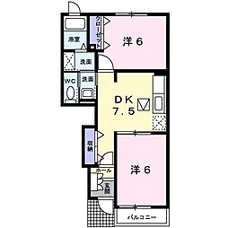 グレイスフルB 2DKの間取図画像