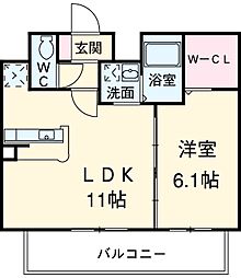 アースヒル東白壁 6階1LDKの間取り