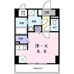 メゾンドレイ ワンルームの間取図画像