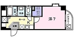 都営大江戸線 光が丘駅 徒歩12分の賃貸マンション 2階1Kの間取り