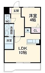 エスポワール幕張 2階1LDKの間取り