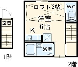 コンフォートテラス三鷹 2階ワンルームの間取り