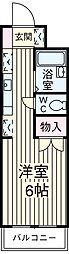 アメニティ107 2階1Kの間取り