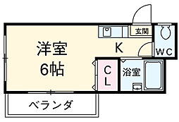 Ｋ．Ｍ．ｋｏｋｕｂｕｎｊｉ 3階ワンルームの間取り