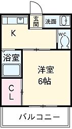 コーポカトレア 2階1Kの間取り