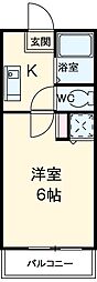 アールブリュット 5階1Kの間取り